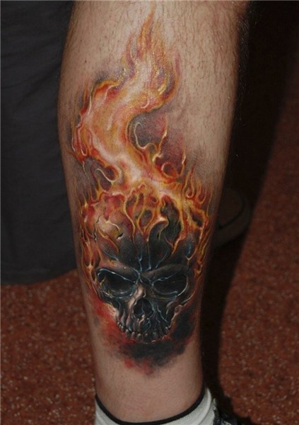 Ghost Rider Skull with Flames Tattoo Fire tattoo, Flame tatt