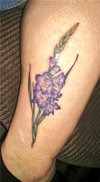 Gladioli flower by Rae Robinson at Crooked Claw Tattoo Sheff