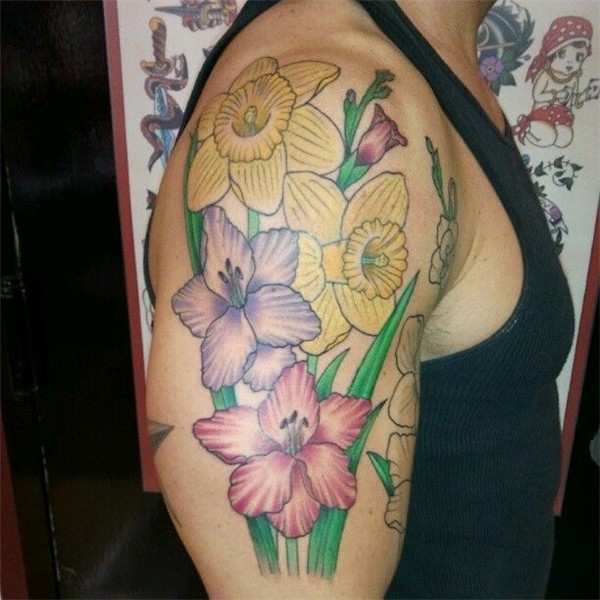 Gladiolus And Daffodils Tattoo Picture Last Sparrow Daffodil
