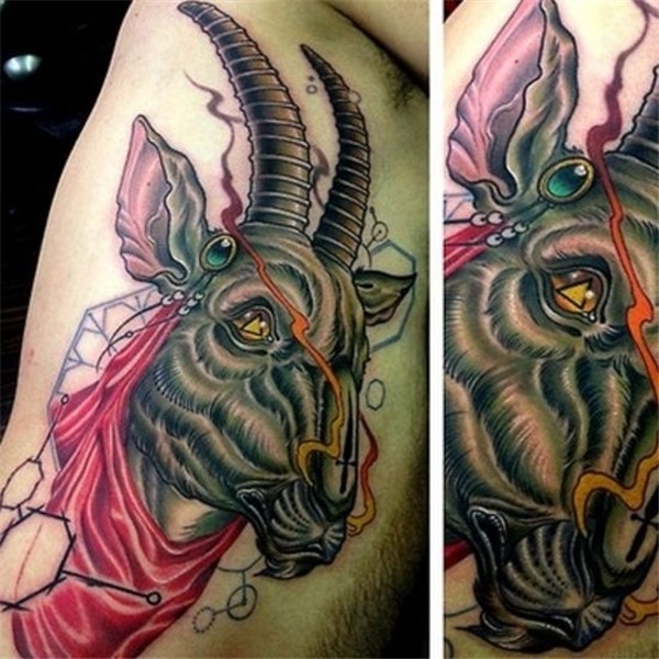 Goat Tattoo - Brilliant Colours, brilliant Piece of Art! #Ta