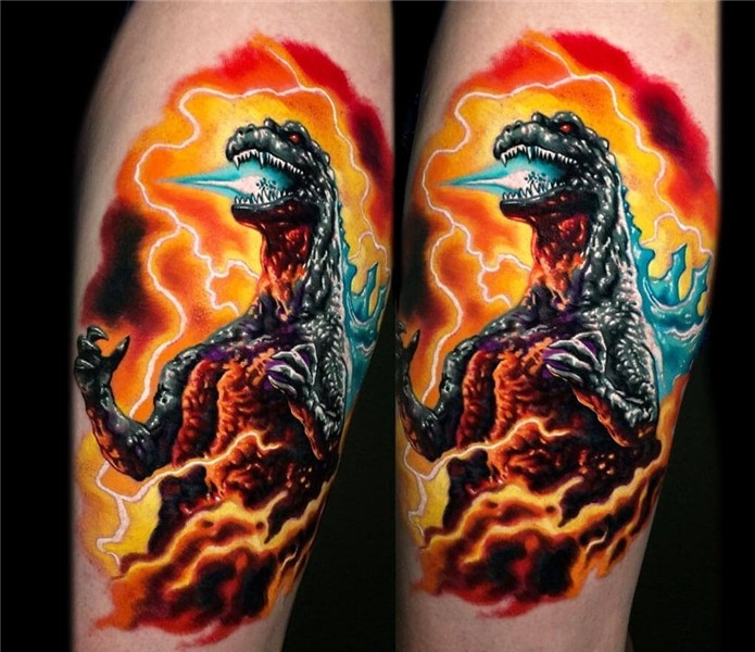 Godzilla Tattoo Arm - tattoo design