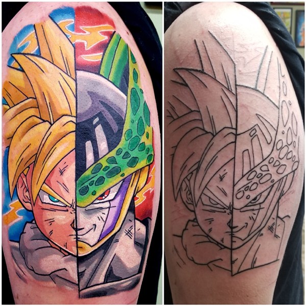 Gohan & Cell Faceoff. Done by Andrew Douglas @ Neon Dragon T