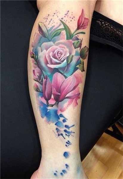 Gorgeous Watercolor Floral Tattoo Designs For Women; Gorgeou