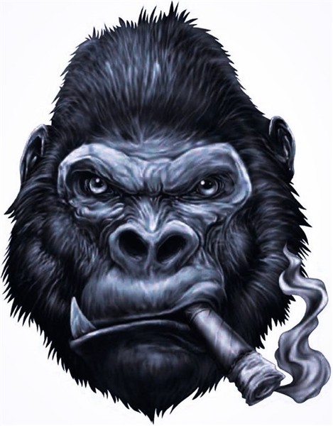 Gorilla Biker (Big Cigar) Tatuaje de gorilla, Arte animal, T