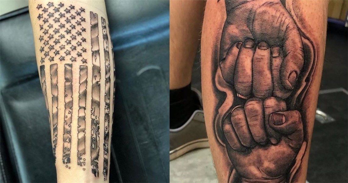 Grandson Tattoos - Micro Realistic Grandpa And Grandson Tatt