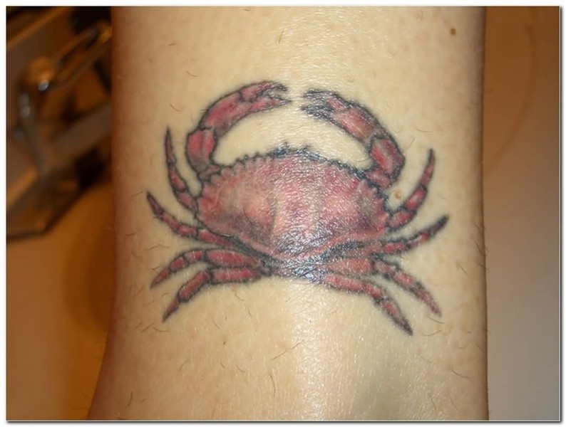 Great Looking Red Cancer Crab Tattoo Design