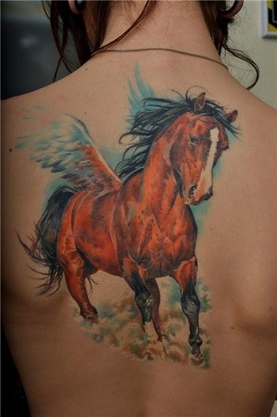 Great beautiful pegasus tattoo on back - Tattoos Book - 65.0