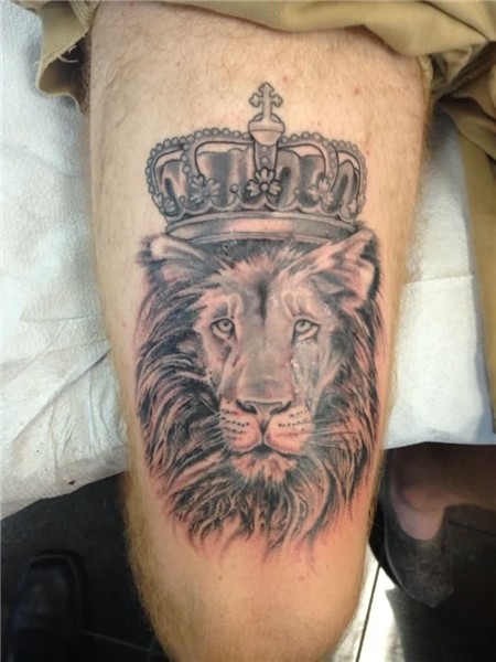 Grey Ink King And Queen Tattoos On Arm Sleeve Lion tattoo on