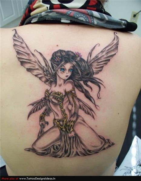 Grey Ink Large Fairy Tattoo