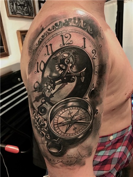 Grey opaque clock cover up by Lou Bragg Clock tattoo, Time p