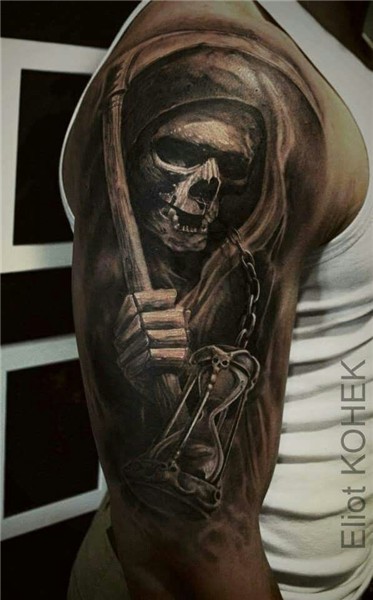 Grim reaper Tattoo Skull sleeve tattoos, Skeleton tattoos, R