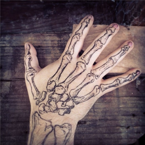 Halloween Hand Skeleton hand tattoo, Bone hand tattoo, Hand