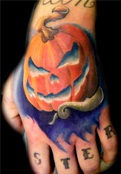 Halloween pumpkin tattoo on hand - Tattoos Book - 65.000 Tat