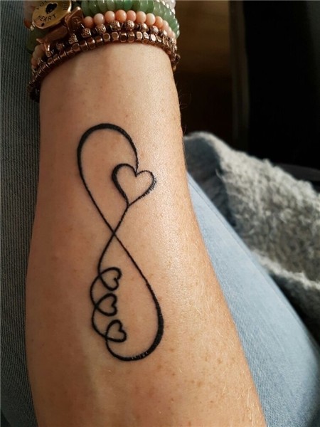 Hearts Infinity Tattoo On forearm Mom tattoos, Infinity tatt