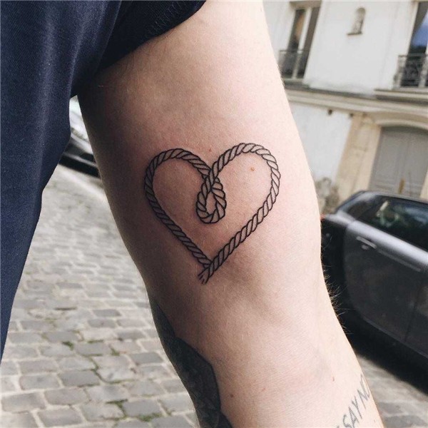 Heart-shaped rope tattoo inked on the left upper arm Rope ta