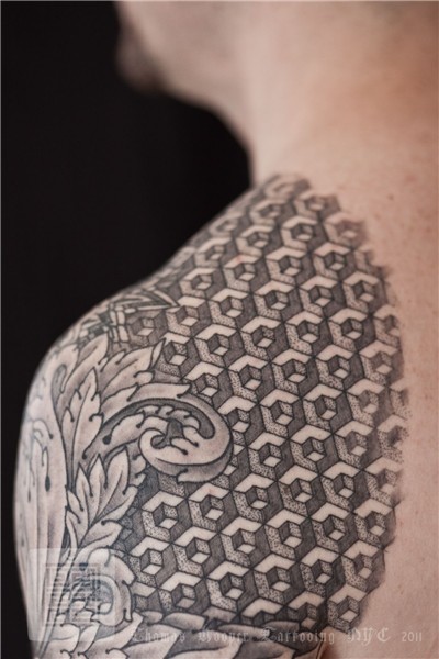 Hexahedron half sleeve tattoo Thomas Hooper Tattooing - 002