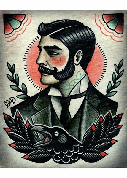 Hot Vintage Hairdresser Tattoos Patterned Posters Kraft pape