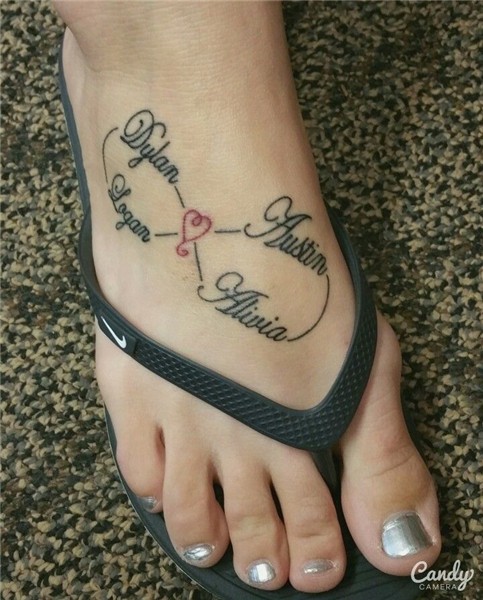 Infinity Tattoo with kids name on foot Tattoos for childrens