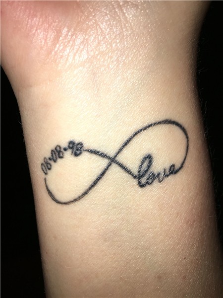 Infinity tattoo with love and wedding date ❤ Infinity tattoo