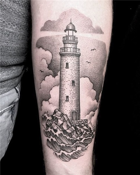 Insanely detailed lighthouse tattoo by our artist @ivaneror