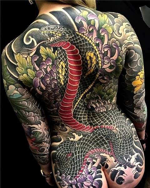 Japanese back tattoo by @mark_corliss_tattoo. #japaneseink #