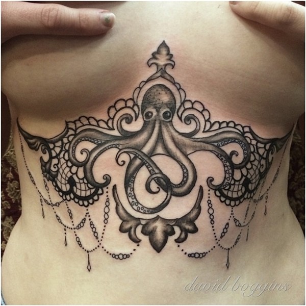 Jolly Octopus Sternum Tattoo - Amazing Tattoo Ideas