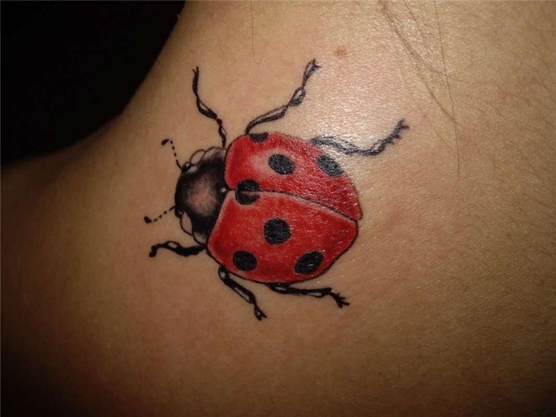 Ladybug on the neck. Lady bug tattoo, Bug tattoo, Tattoos fo