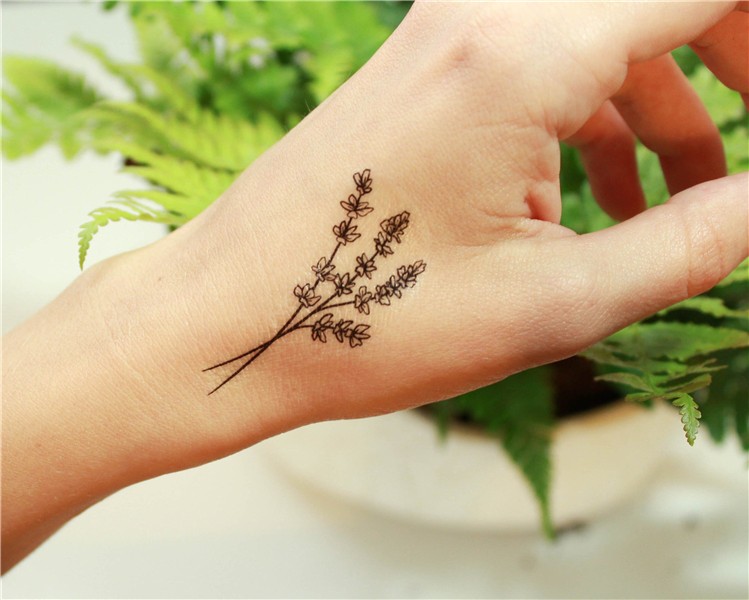 Lavender Twigs Temporary Tattoo, Collection of 2, Black Ink