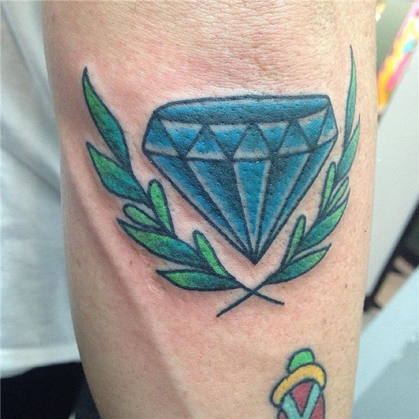 Left Arm Blue Diamond Tattoo Idea