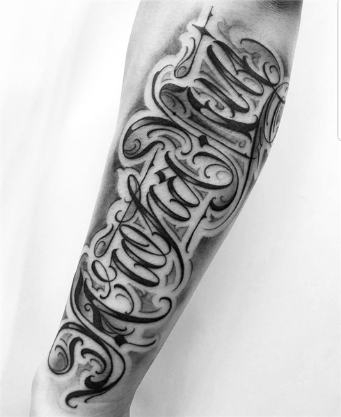 Lettering Tattoo on Forearm Tattoo lettering, Tattoos, Tatto