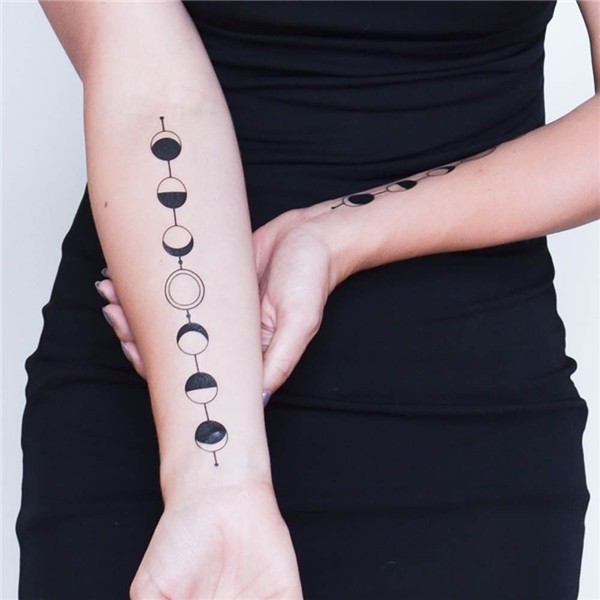 Linear Moon Phases - Temporary Tattoo Moon tattoo, Moon phas