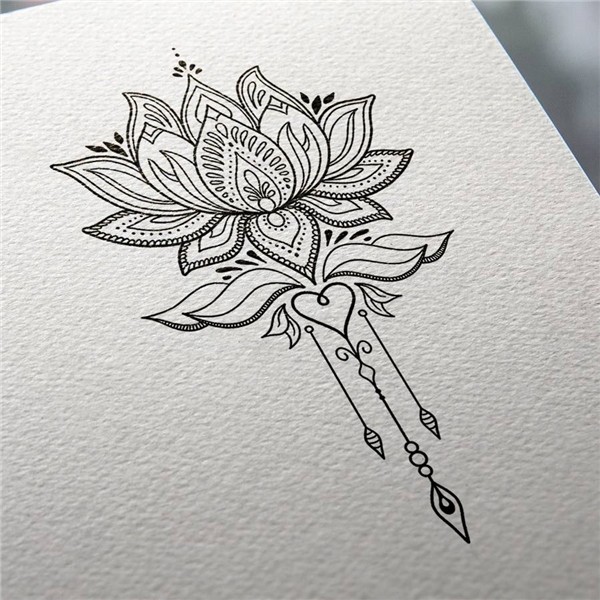 Lotus Flower Tattoo Design - MND2 Erkek dövmeleri, Geometrik