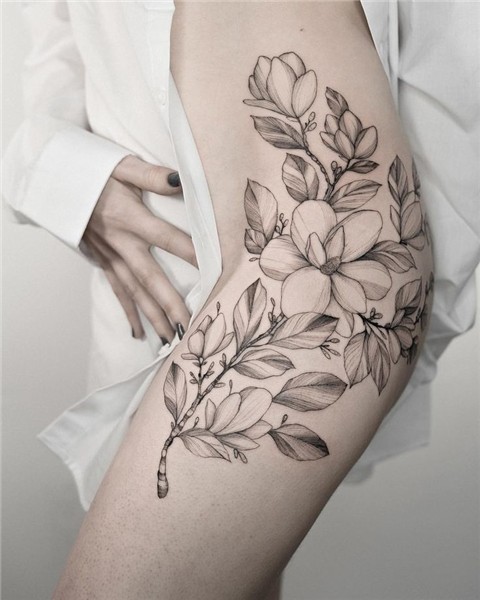 Magnolias Cute delicate feminine tattoos. Flowers and floral