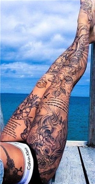 Make temporary tattoos Leg tattoos women, Leg sleeve tattoo,