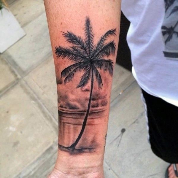 Male Wrist Black Palm Tree Tattoo . Tattoos for guys, Palm t