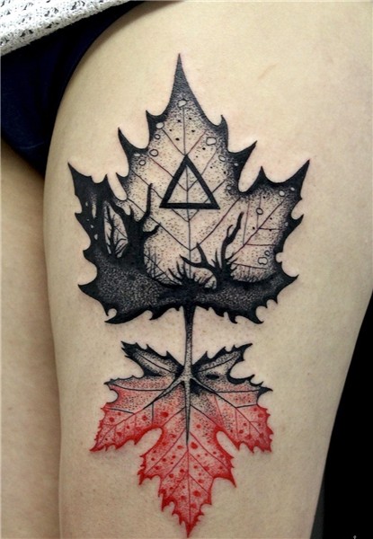 Maple leaf tattoo: meaning, 30 photos and the best sketches