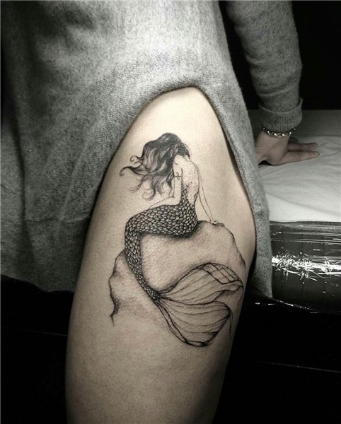 Mermaid Tattoo By Tattoosbythierry Mermaid thigh tattoo, Mer