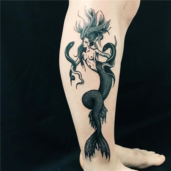 Mermaid with pals by Nina Waldron (@ goatlumps) #darkartists