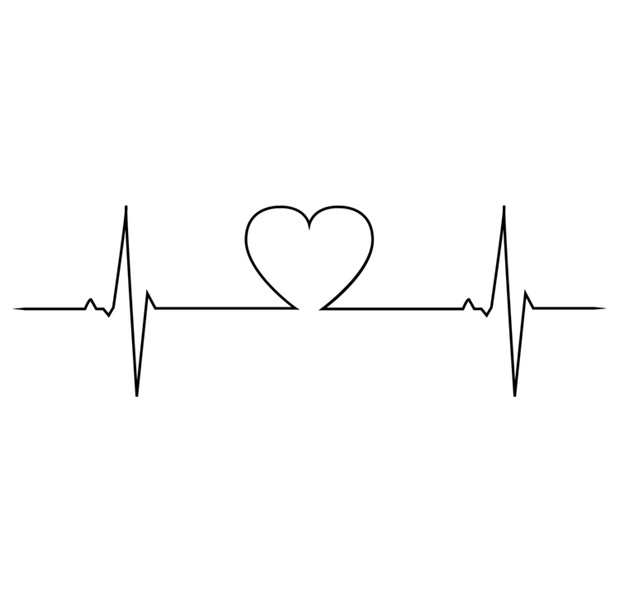 Minimalistic love heart beat design Art Print by Pixxart - X