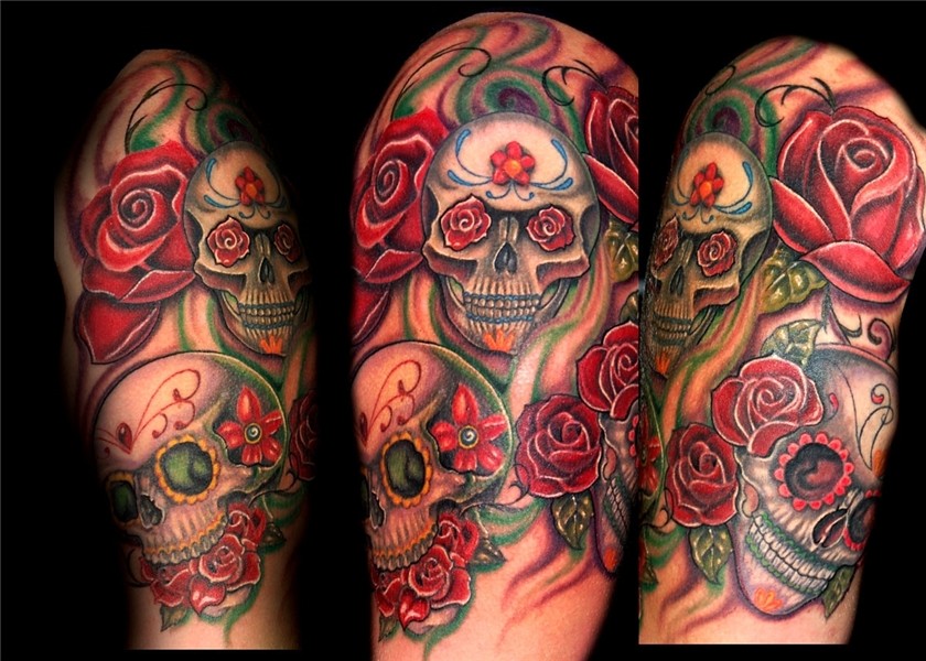 Modern Half Skull Arm Tattoo Ideas