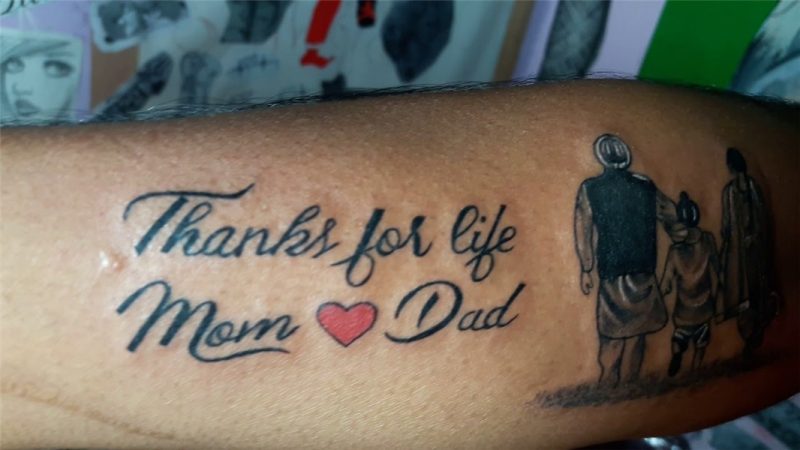 Mom Dad tattoo - YouTube