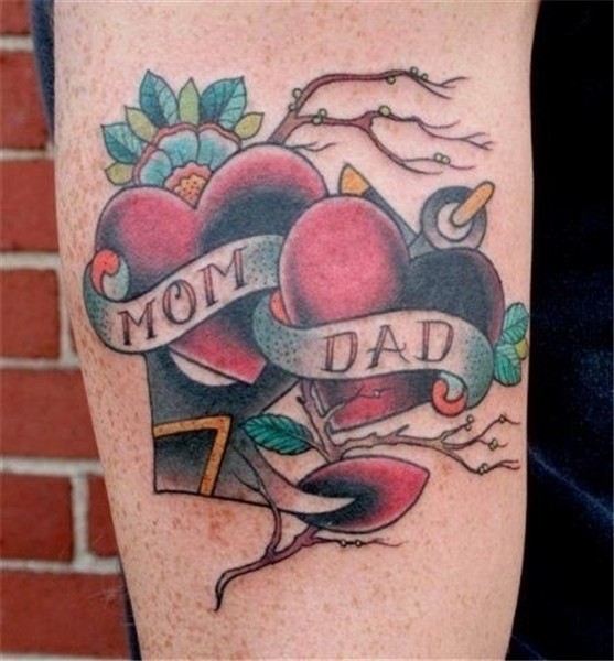 Mom and Dad Hearts Tattoo Idea Mom and dad, Father tattoos,