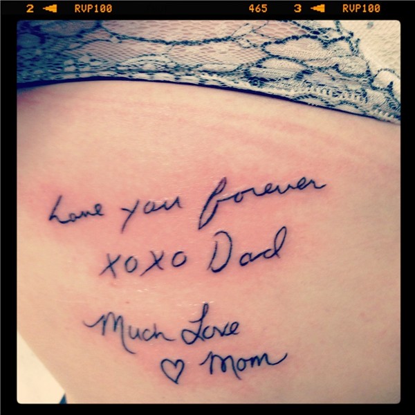 Mom & dad tattoo Writing tattoos, Dad tattoos, Signature tat