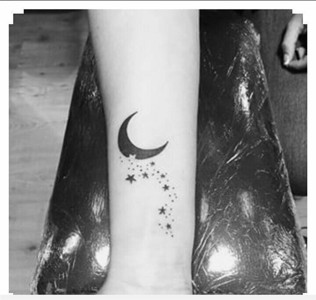 Moon tattoo wrist, Star tattoos, Tattoos