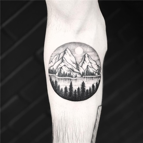 Mountain Tattoo 61 Sleeve tattoos, Circle tattoos, Mountain