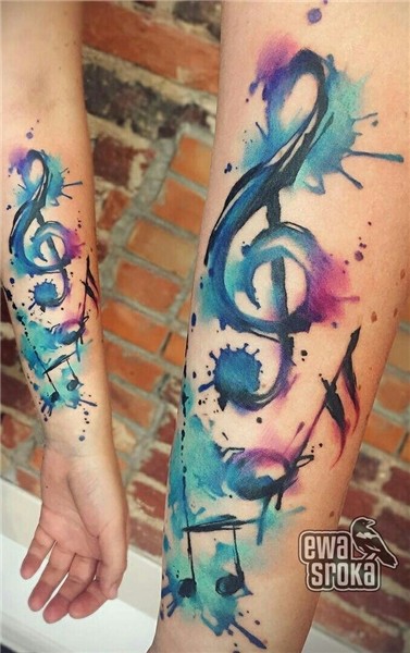 #Music, By: Ewa Sroka 👌 😌. Music tattoo designs, Watercolor