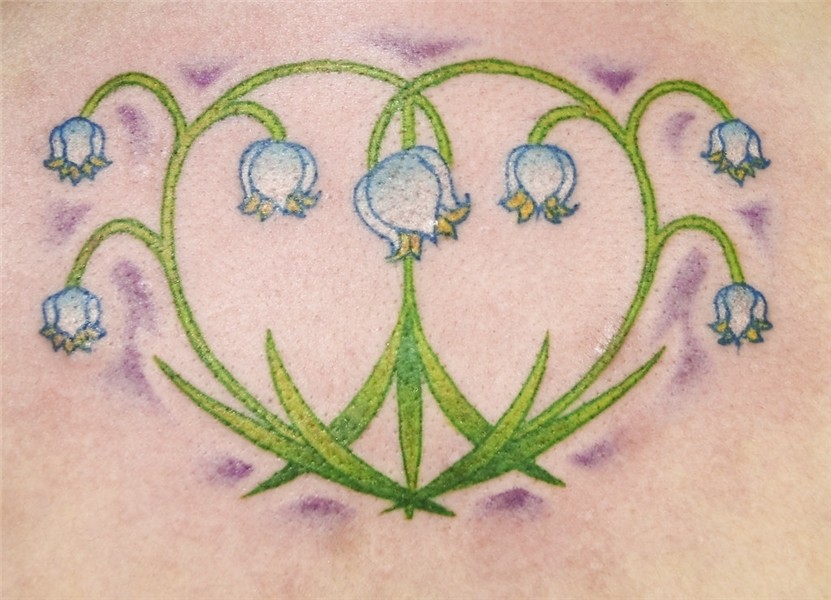 My 2nd Tattoo Heart Peace Sign composed of Lily of The Val.
