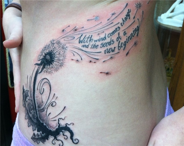 My dandelion tattoo. 'with wind comes change and the seeds t