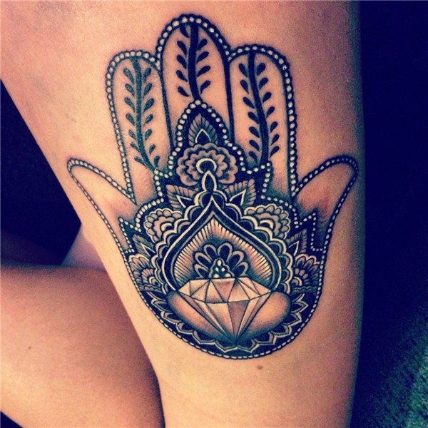 My hamsa hand tattoo with diamond. Protecting from evil, neg