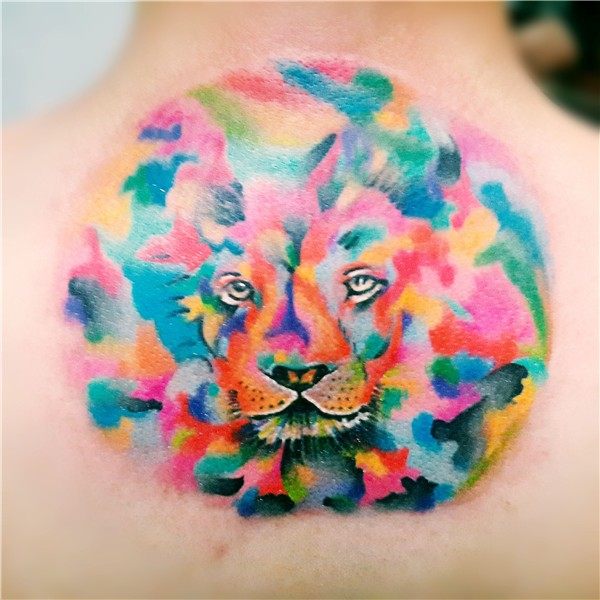 My trippy lion watercolor tattoo. Made by uyabtengab from Ma